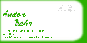 andor mahr business card